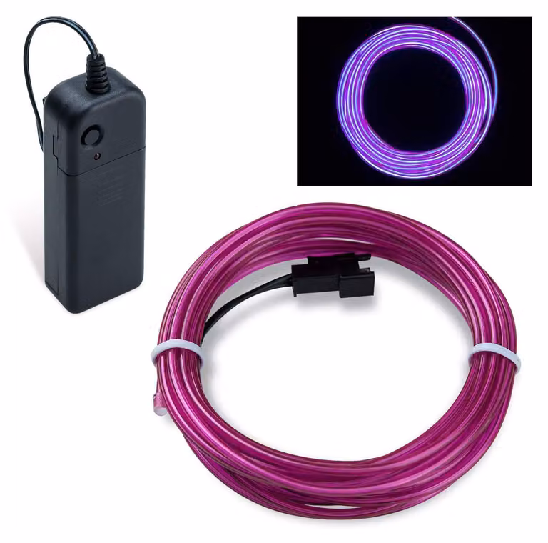 Tubetto luminoso a LED flessibile, 5 metri, viola, 3 modalità, impermeabile