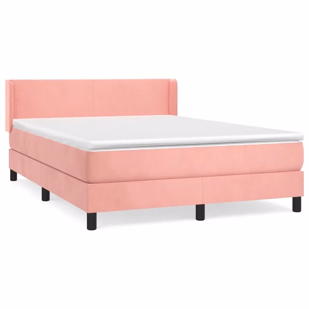 Letto con Giroletto a Molle e Materasso Ibrido vidaXL in Velluto Rosa e Bianco L/P/H: 203 x 147 x 88 cm – 2