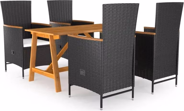 Maison Exclusive - Set da pranzo da giardino 5 pezzi nero