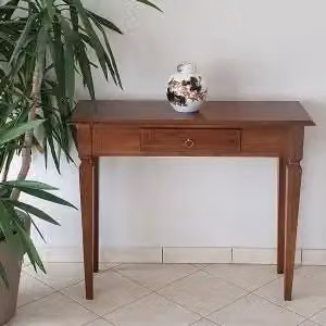 Consolle entratina spillo in legno massiccio noce scuro arte povera