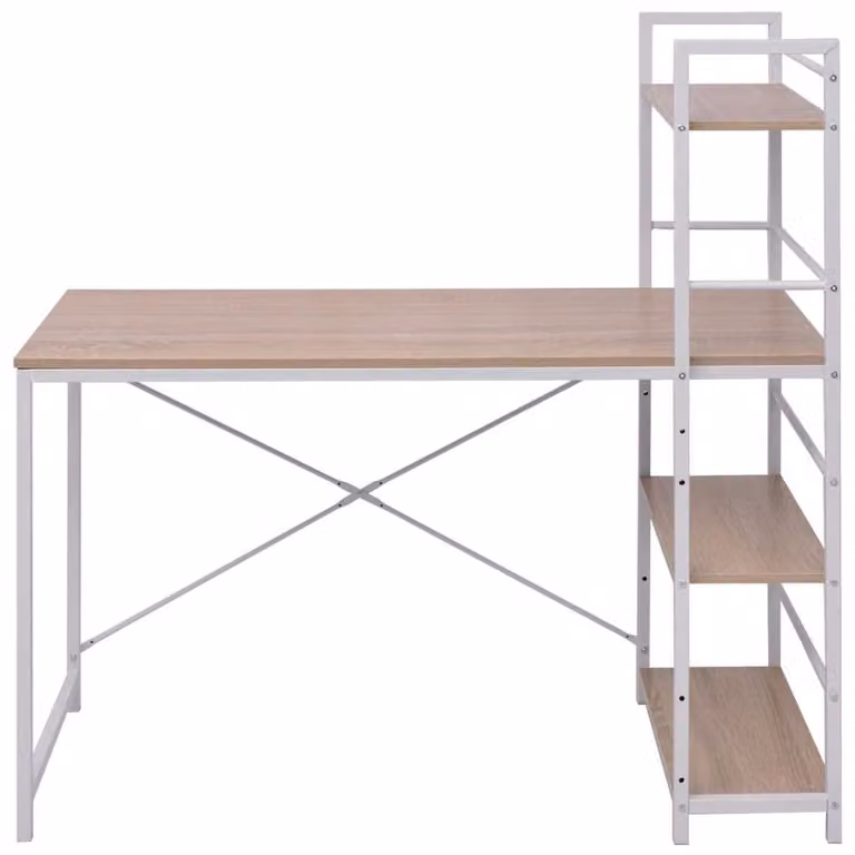 Scrivania con libreria e 4 ripiani in legno di quercia