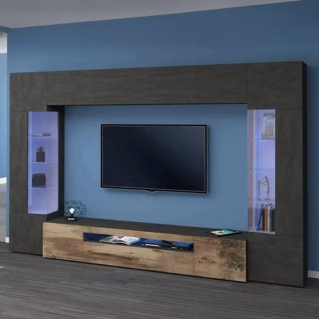 Parete Attrezzata Arga DMORA per Soggiorno e Sala da Pranzo, Colore Antracite Opaco, L 290 x P 40 x H 191 cm – 1