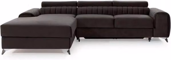 Divano ad angolo sinistro JAYSON MEUBLORAMA Grigio Antracite con funzione letto e pouf coordinato design moderno