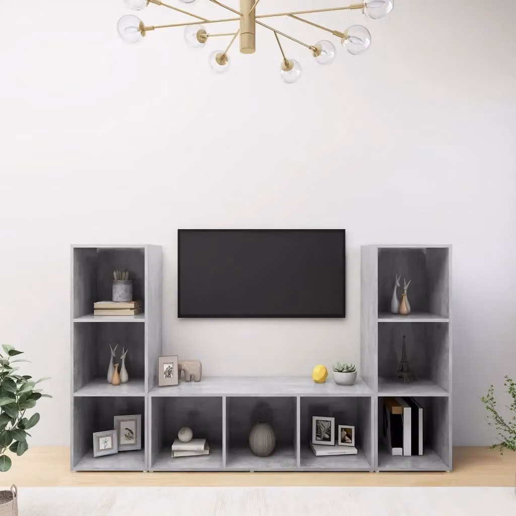 Mobile TV 3 pezzi Design In in legno MDF grigio opaco L/P/H: 37 x 35 x 107 cm – 2