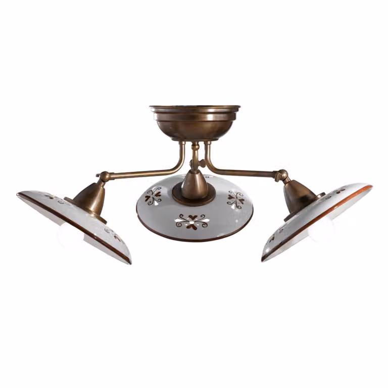 Cremasco Plafoniera soffitto Bassano, dimmerabile, Bronzo / Ottone antico, Soggiorno / Sala da pranzo, Ottone, Campagna / Rustiche, Plafoniera