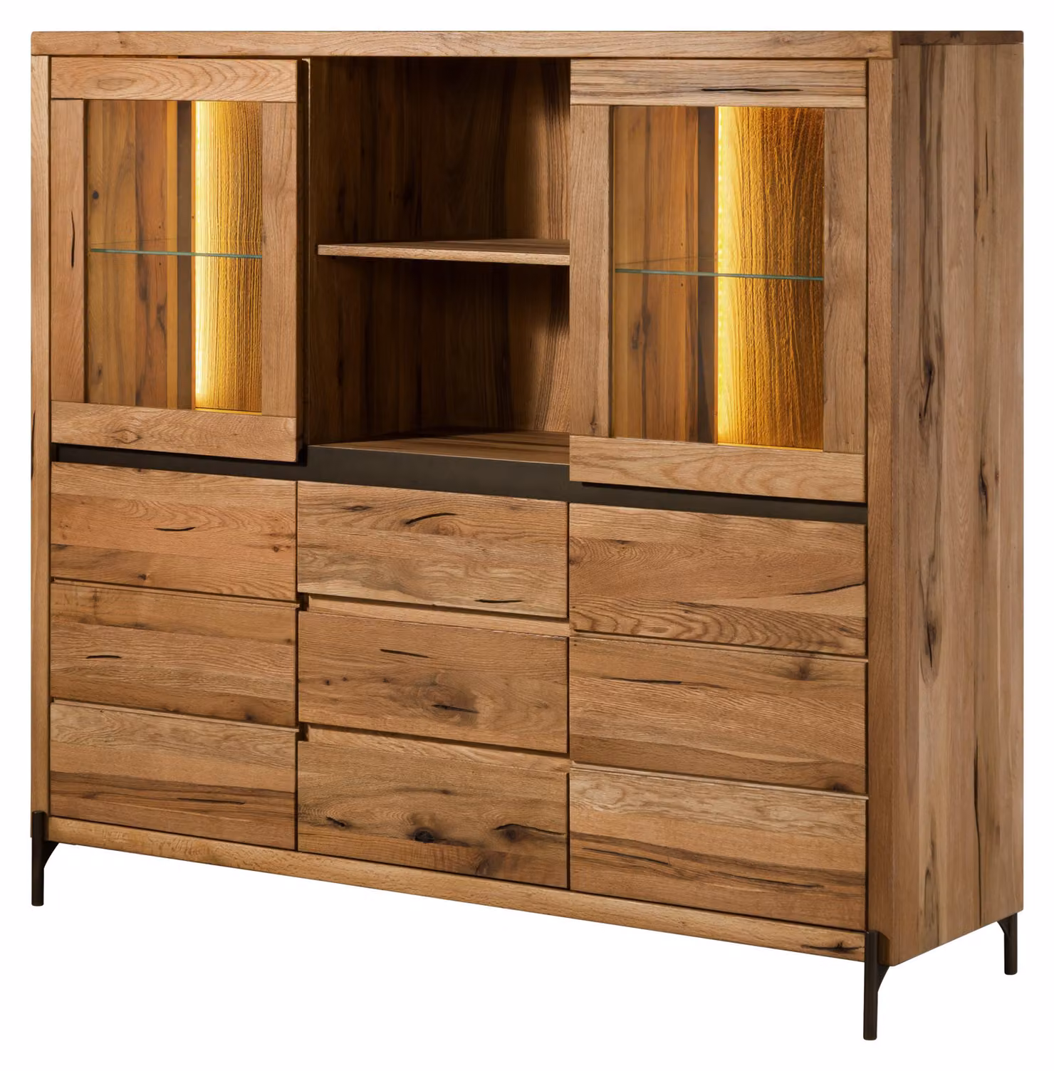MASSIVMOEBEL24 | Credenza in legno di quercia selvatica/cerro 160x47x145 oliato natur MONTREUX LUX #105
