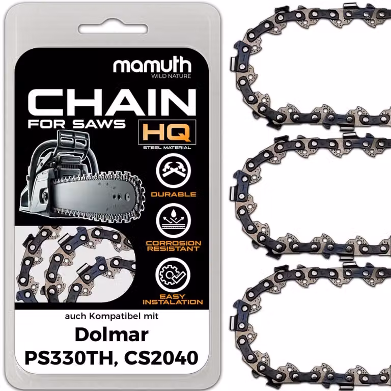 3 catene per motosega, lunghezza 40 cm, passo 1,3 mm, larghezza 3/8", modello 56 TG, compatibili con le motoseghe Dolmar PS330TH e CS2040