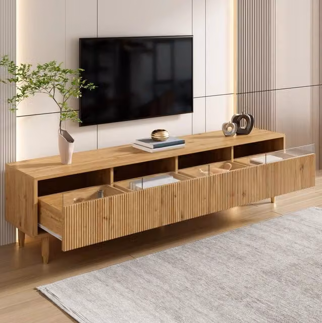Mobile TV 178 cm con 4 cassetti; passacavi; MDF; effetto legno