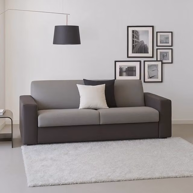 Divano a 2 posti Azier di Talamo Italia, Sofà moderno in tessuto per soggiorno, Grigio e Antracite, L: 200 cm, P: 95 cm, H: 90 cm