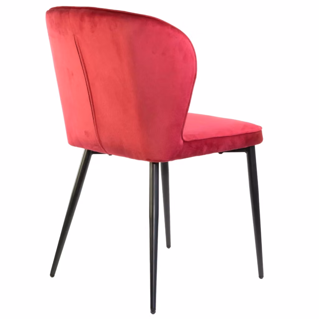 Marvin Sedia in Velluto Rosso e Struttura in Metallo Nero con Seduta Imbottita, Set di 2 Poltroncine di Design Moderno – 2