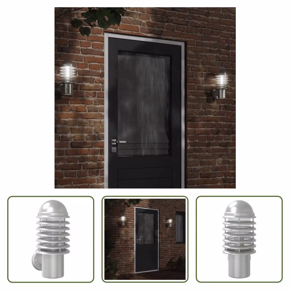 The Living Store Applique da esterno in acciaio inox argento