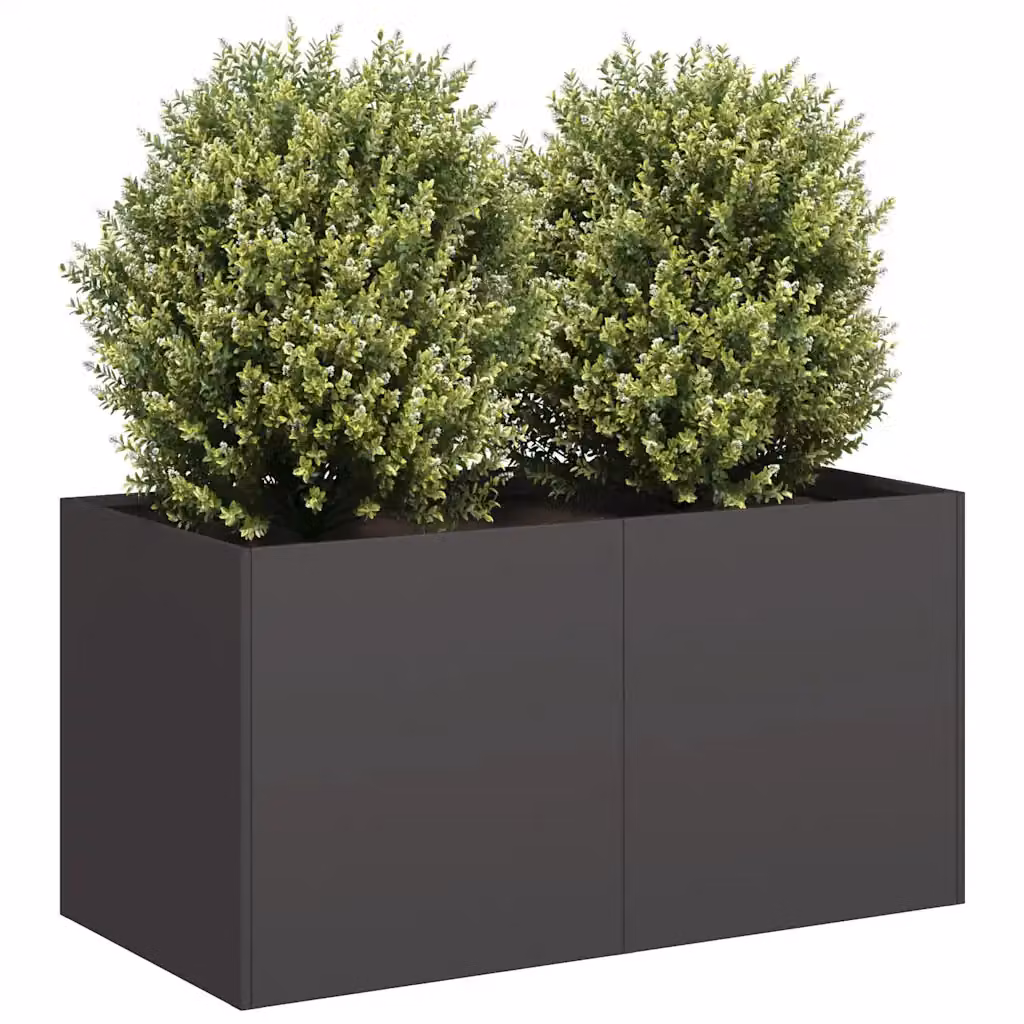 vidaXL Fioriera in Acciaio Laminato a Freddo Nera L: 80 cm, P: 40 cm, H: 40 cm