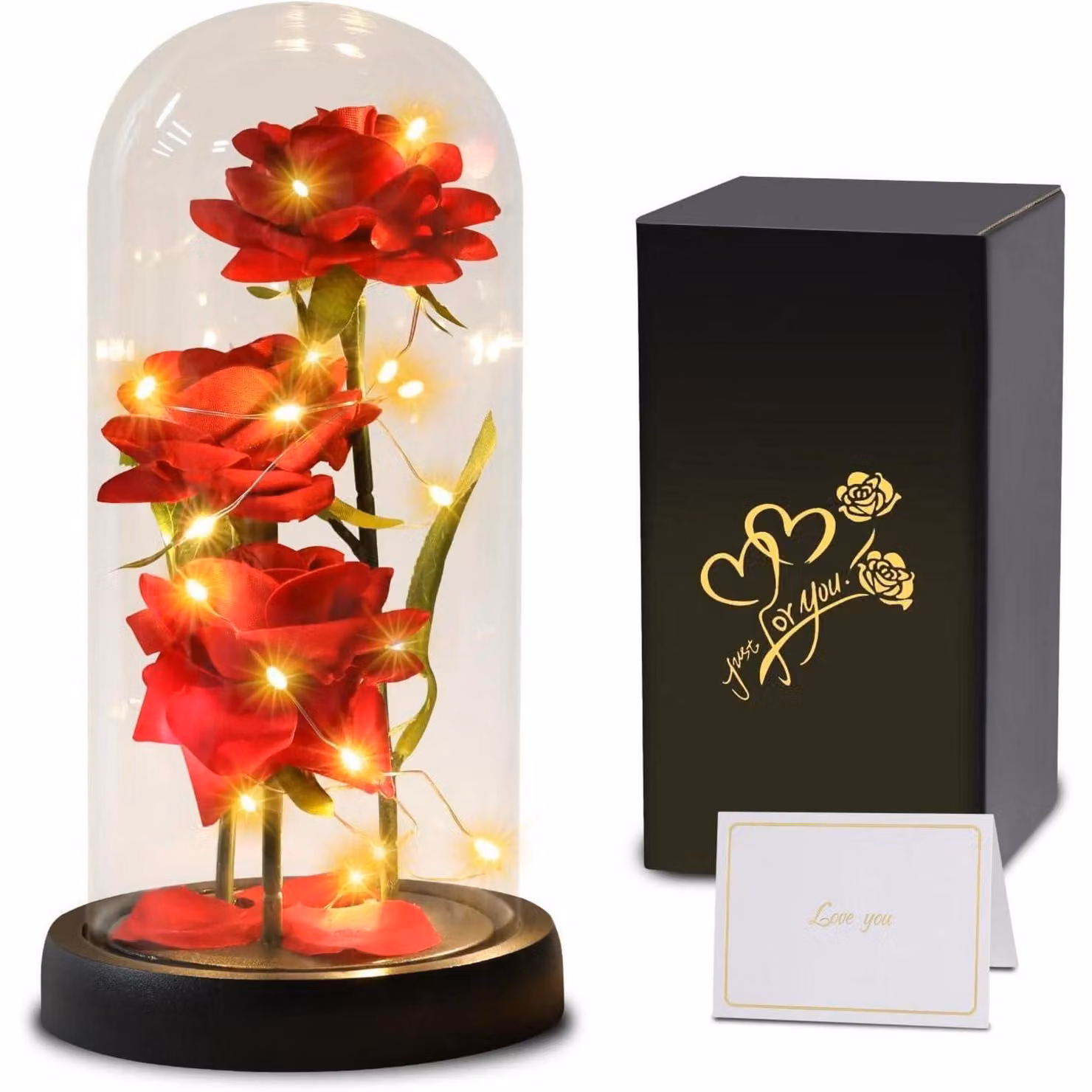 Rosa eterna in vaso, regalo per donne, Festa della Mamma, collezione B-rot, rosa classica, 11,5x24 cm
