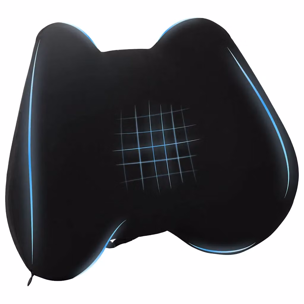 Cuscino lombare ergonomico vidaXL in memory foam nero con rivestimento traspirante e lavabile L: 42 cm, P: 32 cm, H: 13 cm