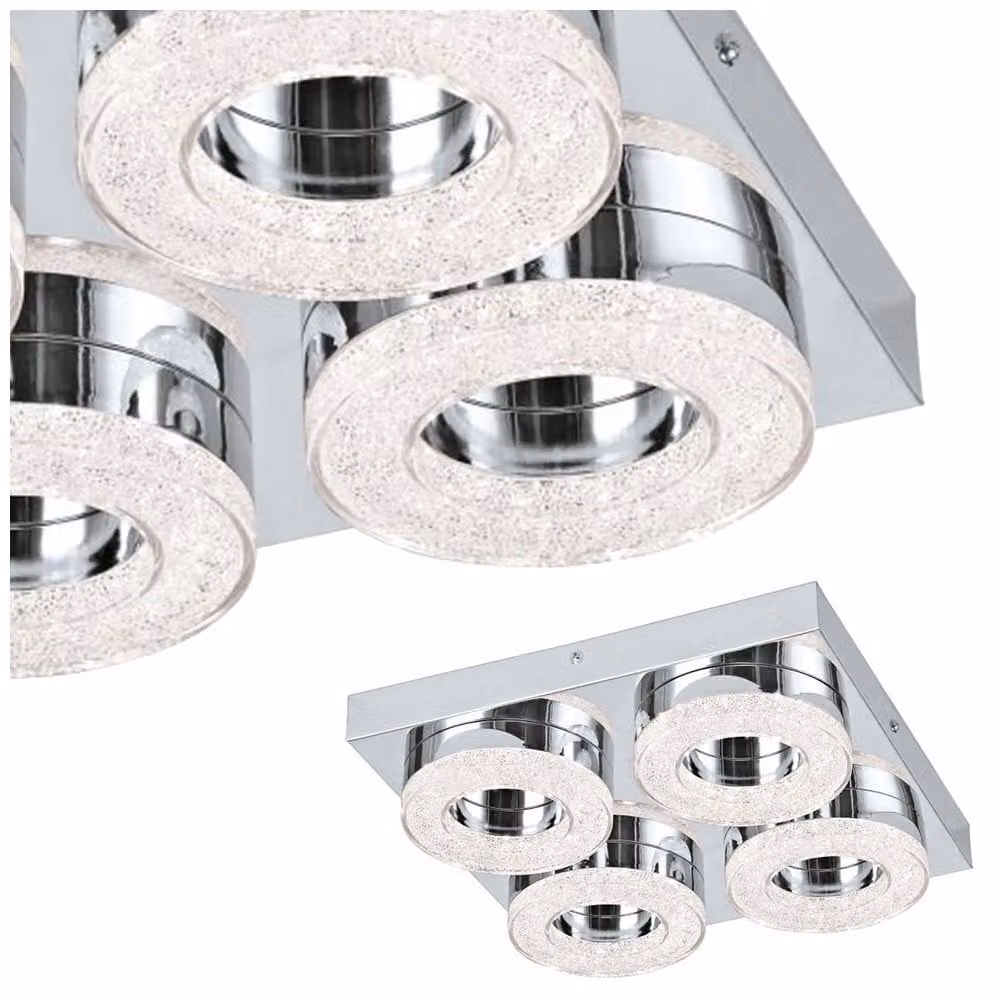 Eglo 95664 Fradelo LED plafoniera rotonda 4x4W acciaio cromo