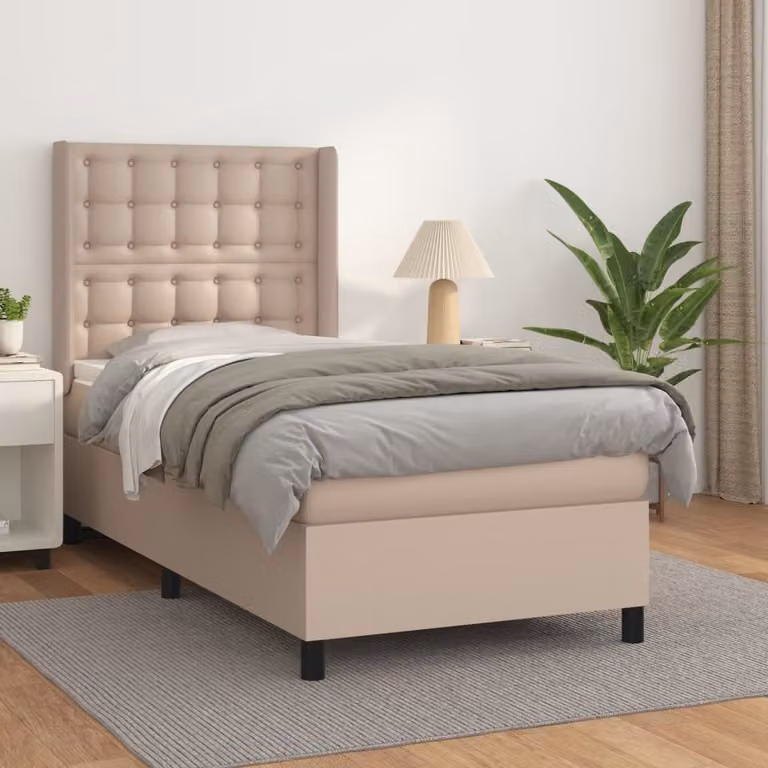 Maison Exclusive - Giroletto a Molle con Materasso Cappuccino 90x200 cm Pelle finta