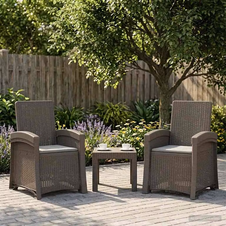 Set di 2 sedie da giardino reclinabili vidaXL in effetto rattan grigio chiaro con braccioli