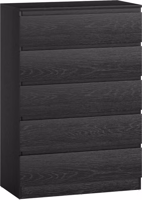 Comò Moderno HOMCOM con 5 Cassetti per Camera da Letto, Soggiorno o Ufficio, Nero Venato, L: 77 cm, P: 40 cm, H: 111,5 cm