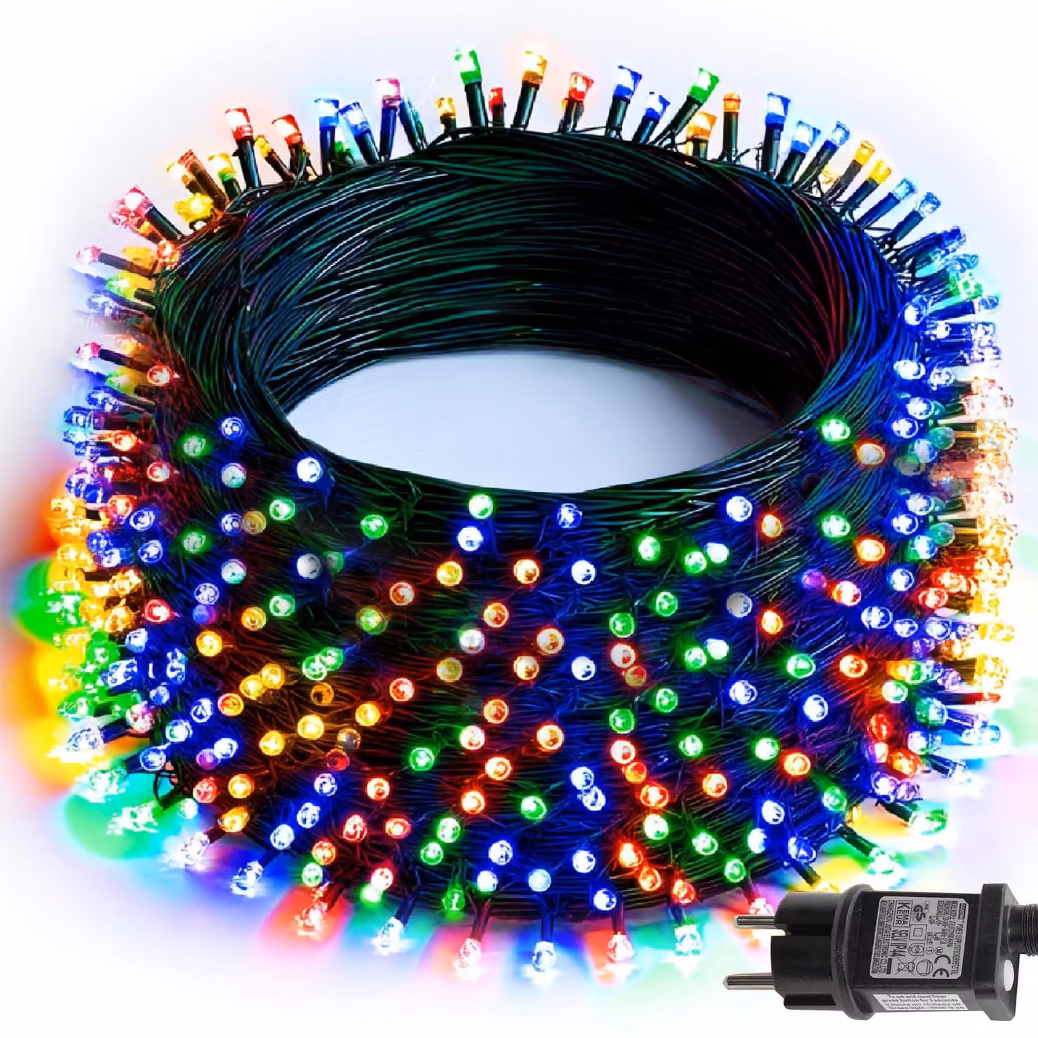 Catena luminosa da 30 metri, con 300 LED, multicolore, per uso esterno
