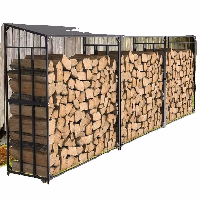 Supporto in legno per legna da ardere, resistente, con coperchio