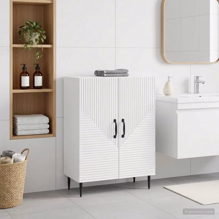 vidaXL Mobiletto da Bagno HAARLEM Bianco Moderno L: 59,5 cm, P: 31 cm, H: 80 cm