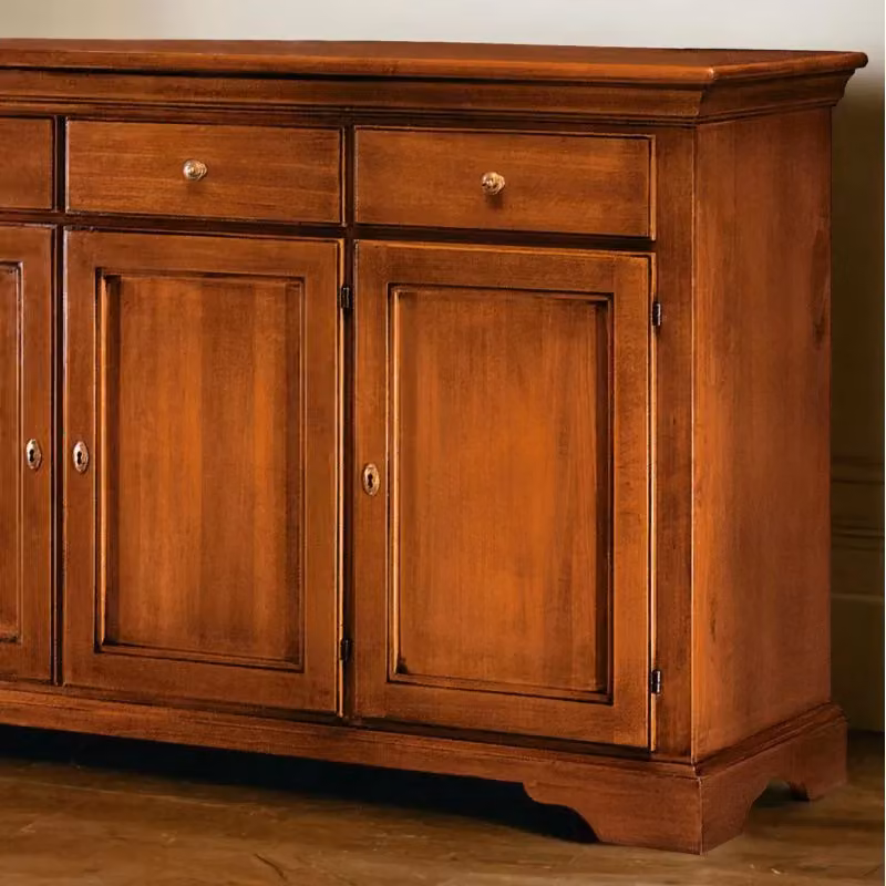 Madia credenza in stile arte povera Mobili 2G con 3 porte e 3 cassetti in legno color noce L: 147 cm, P: 45 cm, H: 93 cm – 2