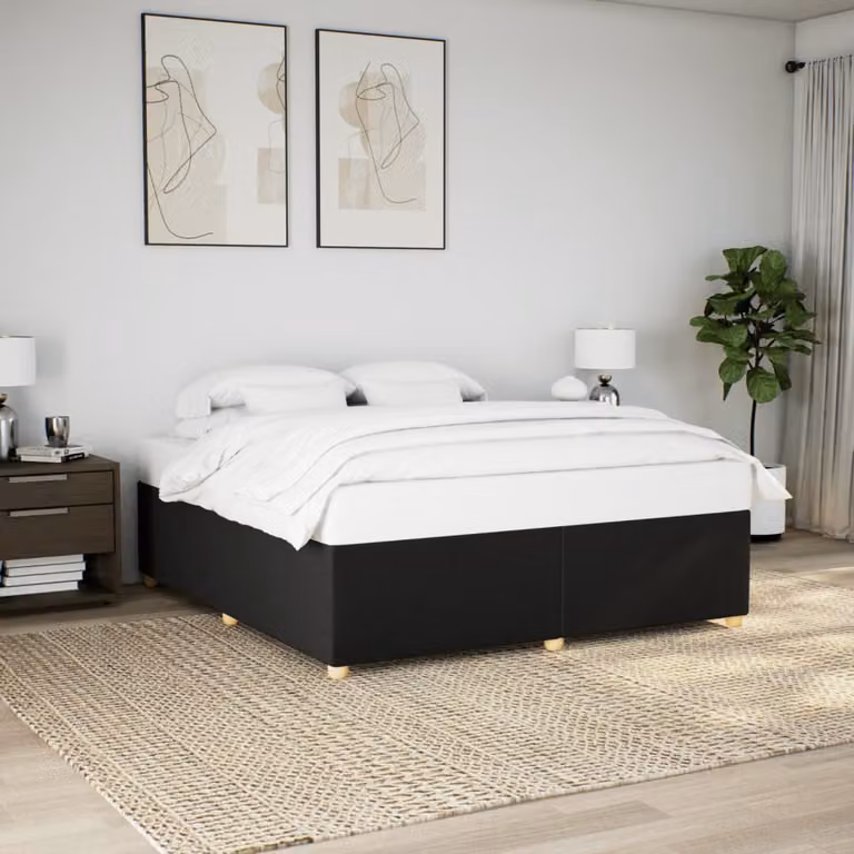 Giroletto senza materasso vidaXL in tessuto nero con doghe in legno 200 x 200 cm