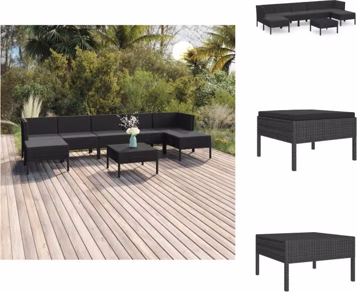 vidaXL set salotto da giardino 8 pezzi con cuscini in poly rattan nero - Set di mobili da giardino