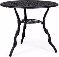 Tavolo da giardino rotondo Bizzotto in alluminio verniciato antracite con decori floreali
