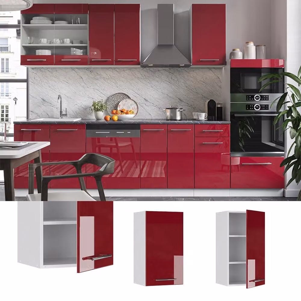 Pensile da cucina Vicco Fame-Line moderno in MDF lucido bianco e rosso L: 40 cm, H: 72 cm, P: 34,1 cm – 2