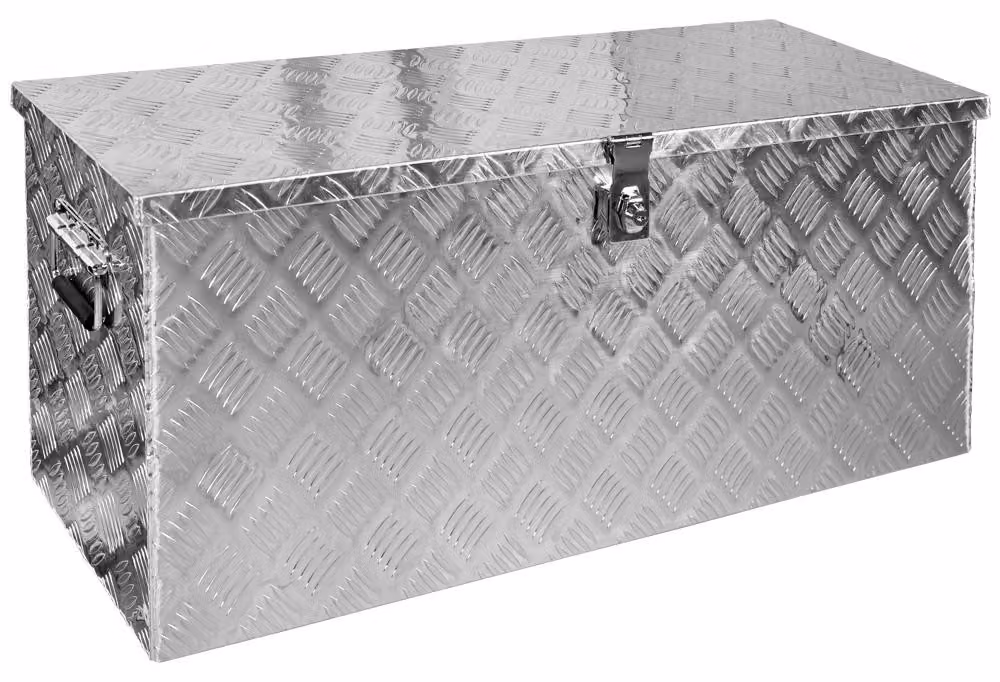 Trucky Truckbox, box per timone in alluminio, box per rimorchio in 15 misure, cassetta degli attrezzi con serratura e chiave, stabile e impermeabile, tipo di box: D120 (89 x 36 x 42 cm)