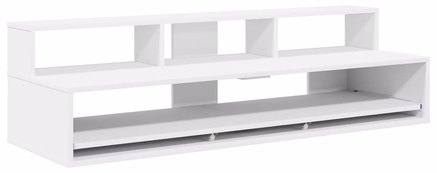 Scrivania da studio, colore bianco, dimensioni 152 x 42,5 x 36 cm, realizzata in materiale composito di legno