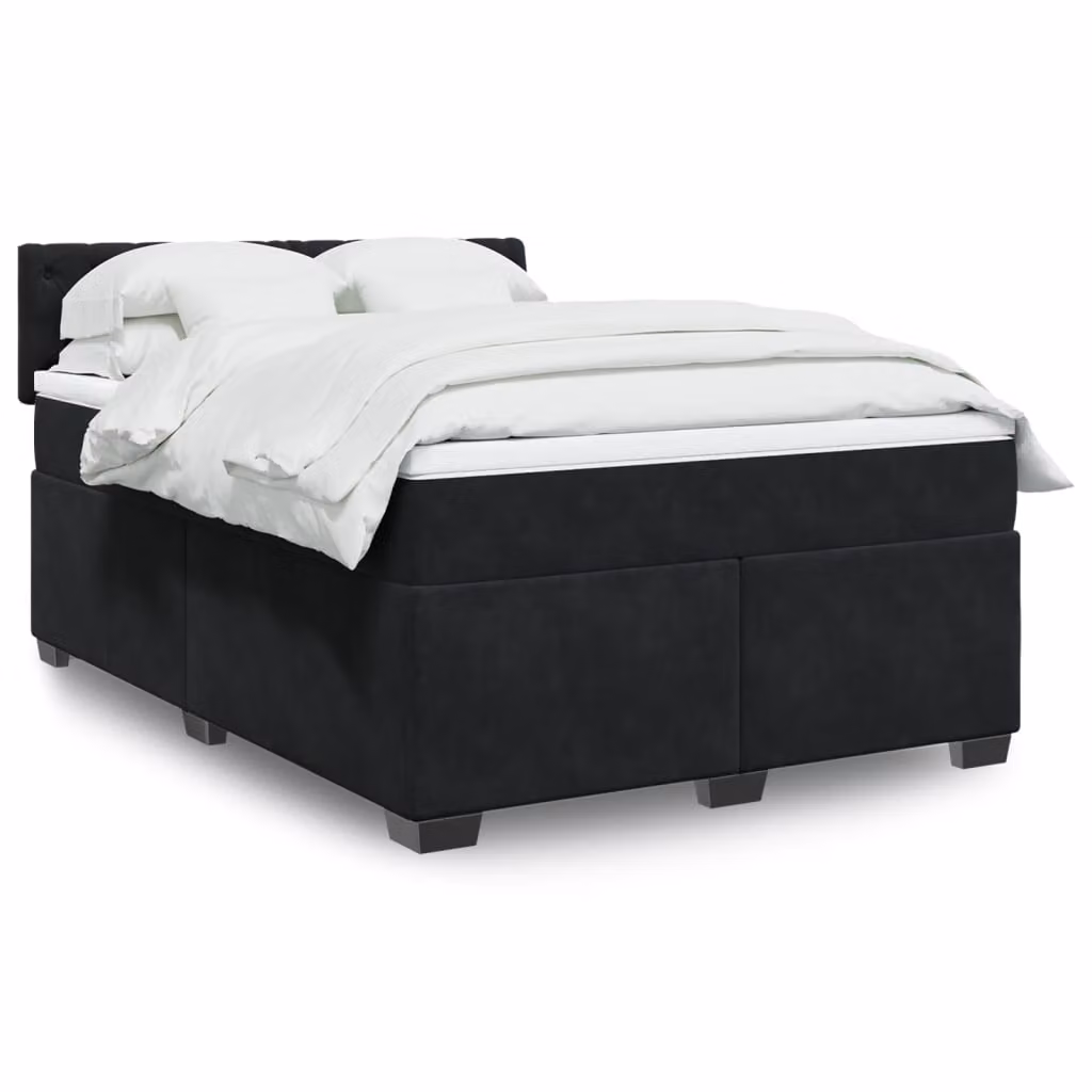 vidaXL Giroletto a Molle con Materasso in Velluto Nero L: 140 cm, P: 190 cm