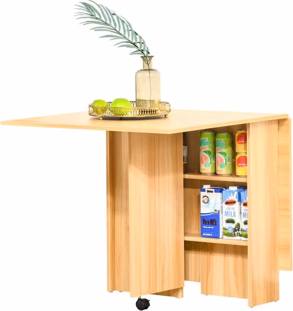 Tavolo da pranzo pieghevole XYLO in legno marrone con ruote L: 140 cm, P: 80 cm, H: 74 cm