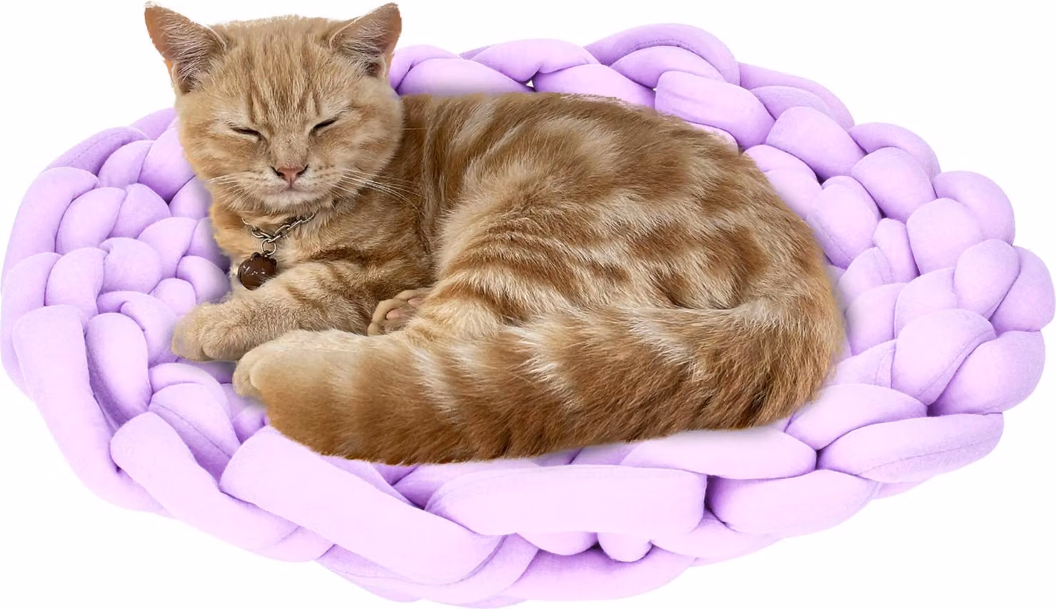 Letto per gatti 40x40 cm in soffice lana intrecciata antistress rosa