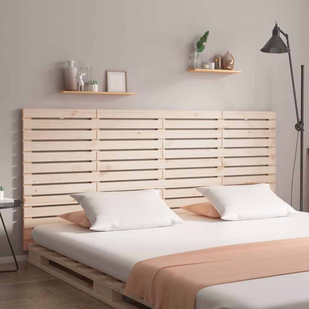 Testiera da parete vidaXL in legno massello di pino, L: 206 cm, P: 3 cm, H: 91,5 cm
