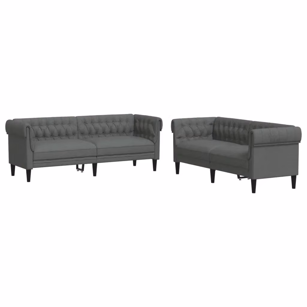 Set di 2 divani moderni vidaXL in tessuto grigio con struttura in legno massiccio L/P/H: 201.5 x 74.5 x 74.5 cm – 2