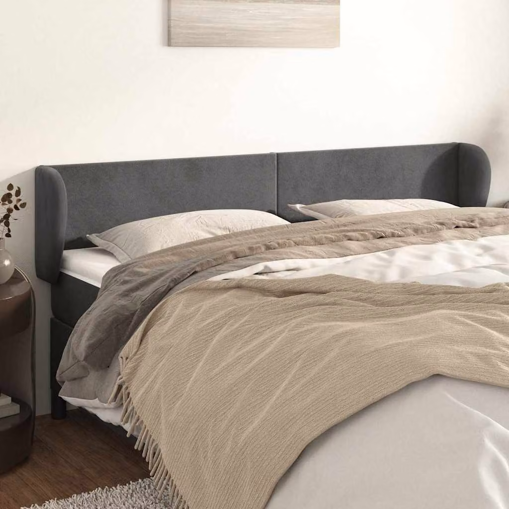 Testiera ad orecchio vidaXL in velluto grigio scuro L: 163 cm, P: 23 cm, H: 78/88 cm