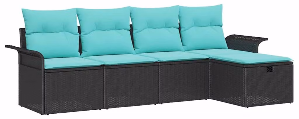 Set Divano da Giardino con cuscino 5 pcs Poly Rattan