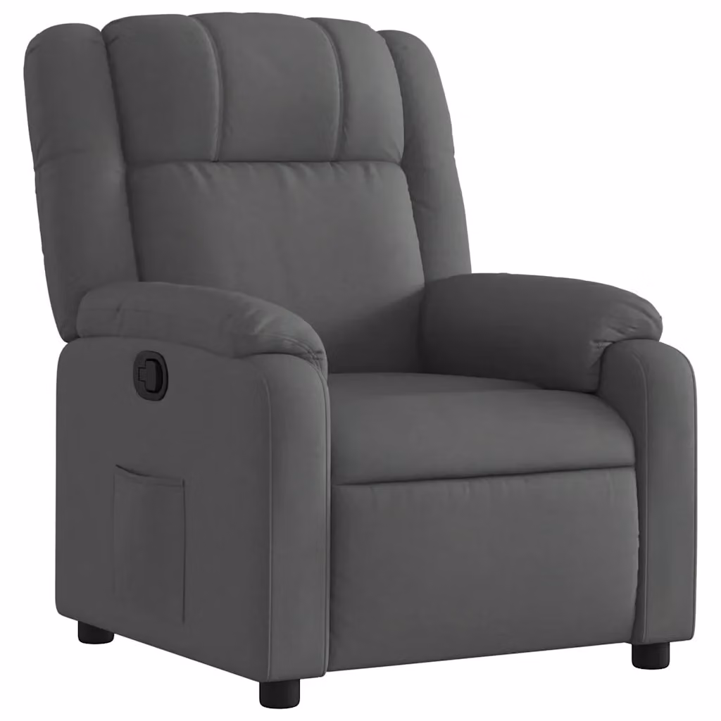 Poltrona Reclinabile Relax vidaXL in Tessuto Grigio con Braccioli e Regolazione Manuale – 2