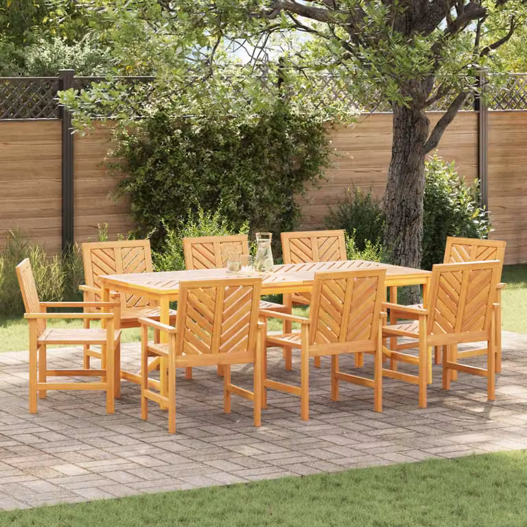 Set da pranzo per giardino e terrazzo vidaXL in legno di acacia oliato marrone, 9 pezzi