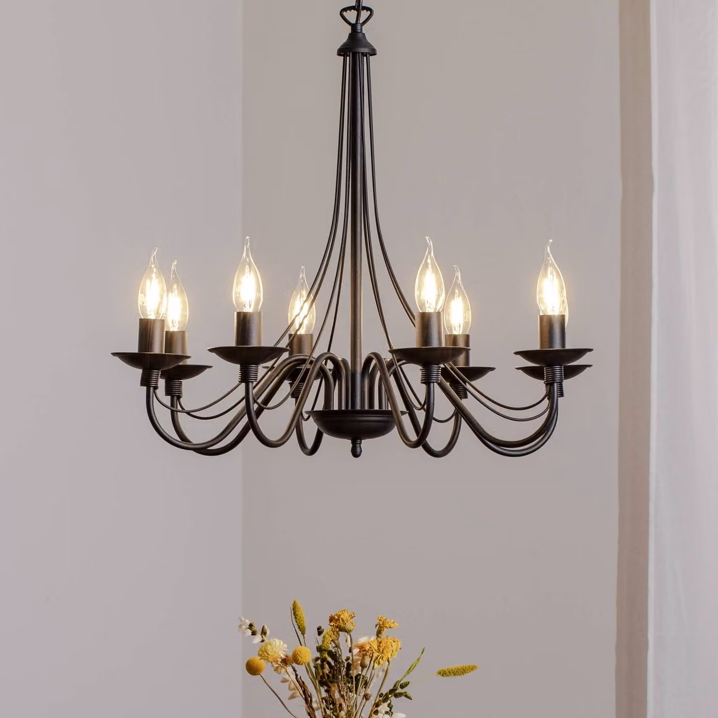 Lampadario a soffitto Rosa ALDEX, dimmerabile, Nero, Soggiorno / Sala da pranzo, Metallo, Lampadario