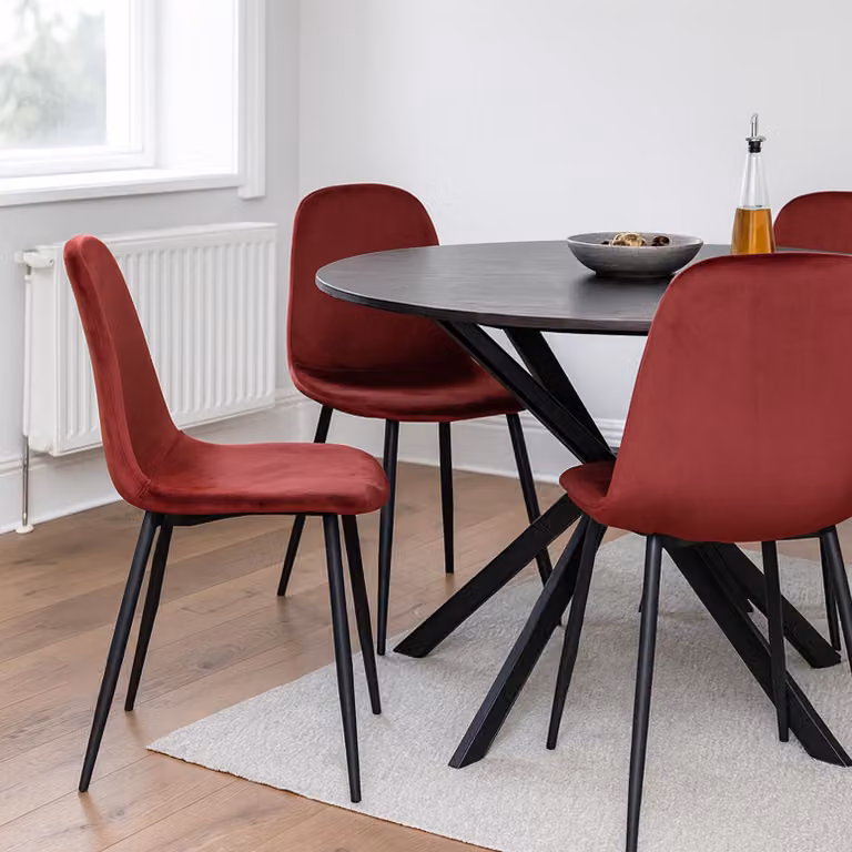 Set di 2 sedie da sala da pranzo in velluto Savannah Rosso