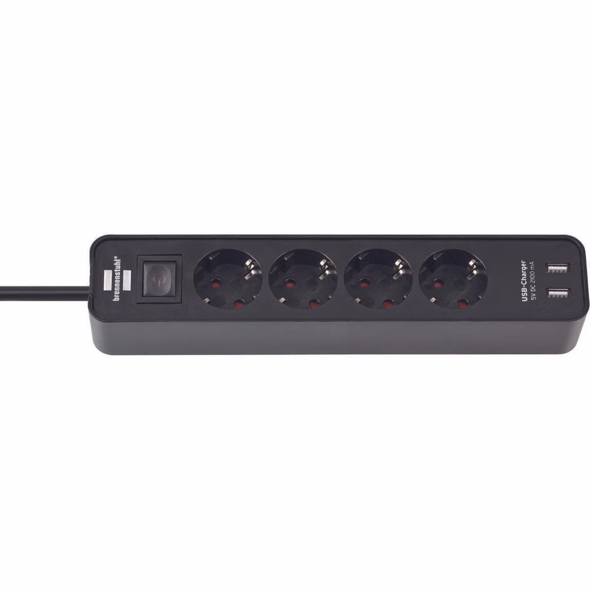 brennenstuhl® 1153240006 Presa di corrente Ecolor a 4 vie con 2 prese di ricarica USB (presa di corrente USB con interruttore e cavo da 1,5 m)
