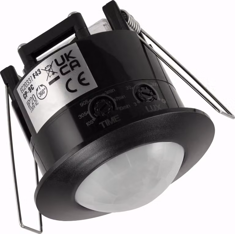 Rivelatore di movimento PIR da incasso a soffitto fino a 600W IP20 nero Ecolight EC20337