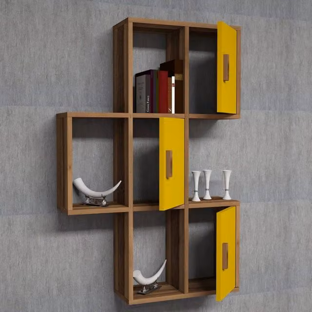 Mensola Carzano con 7 Ripiani in Legno Marrone Noce, L 50 cm x P 20 cm x H 113 cm – 1