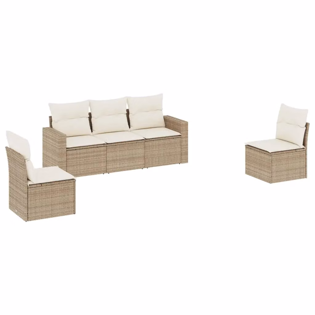 vidaXL Set Divano da Giardino a L con Cuscini Beige e Struttura in Metallo e Polyrattan – 2
