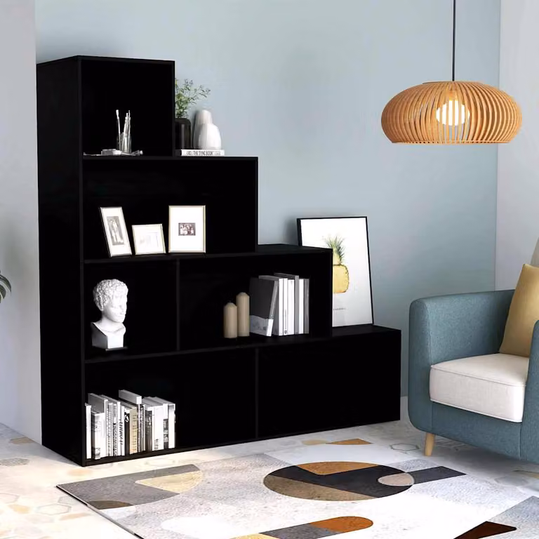 Libreria/Divisorio vidaXL Nero in Legno Multistrato e MDF L: 155 cm, P: 24 cm, H: 160 cm