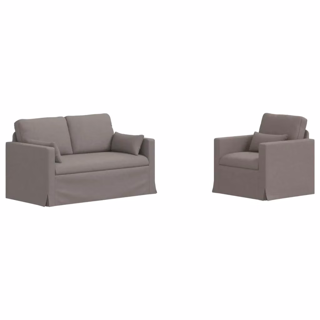 Set di 2 divani moderni vidaXL in tessuto beige o grigio con cuscini inclusi e coperture rimovibili – 2