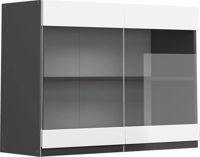 Pensile da cucina Vicco R-Line Bianco e Antracite con ante in vetro lucido L 80 cm x H 60 cm x P 31 cm